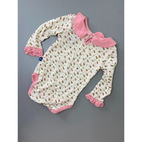 Kickee pants baby girl 3-6 months ivory long sleeve bodysuit pink floral print - Picture 3 of 3